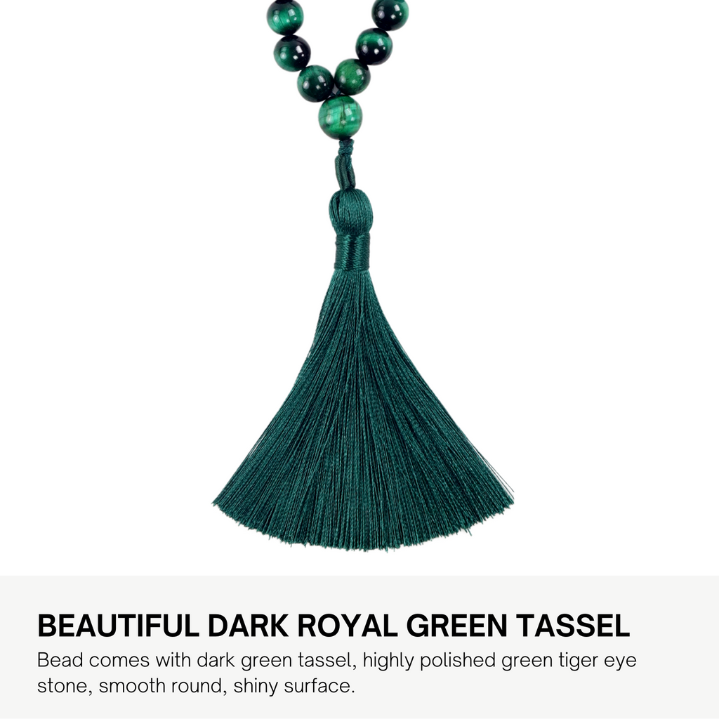 The Devoted One - Majestic Green Tiger Eye Tasbih - 99 Prayer Beads