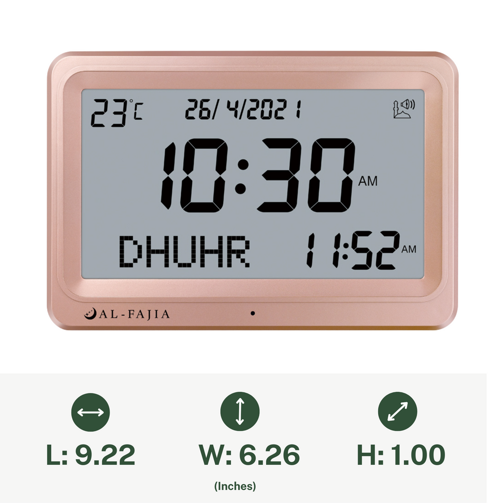 AL-FAJIA Automatic Worldwide Digital 8 Azan Sounds Wall and Desk Clock FAJ-113 (Rose)