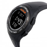 Alfajr WQ-18 Black Qibla Compass Azan Prayer Digital Watch With Round Dial
