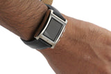 Alfajr WS-06L Stainless Steel and Genuine Leather Azan Prayer Watch With LCD Display