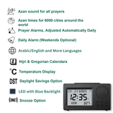 AzanClk Automatic Worldwide Digital Multi Azan Sounds Desk Clock Az-106 - Black