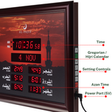 AL-FAJIA Automatic Worldwide Large Digital 8 Azan Sounds Wall Clock LR40-A (Red)