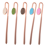 Islamic Metal/Copper Round Bookmark Set (Black, White, Green, Pink, Blue)