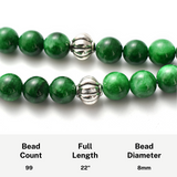 Tasbih Dried Green Chalcedony - 99 Beads (8mm)