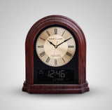 Alfajr Islamic Muslim Azan Reminder Digital Analog Wall Clock with Brown Wooden Color Finish
