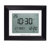 Alfajr CF-19 Azan Clock (White) with Detachable Solid Wood Frame (Black)