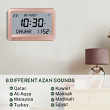 AL-FAJIA Automatic Worldwide Digital 8 Azan Sounds Wall and Desk Clock FAJ-113 (Rose)
