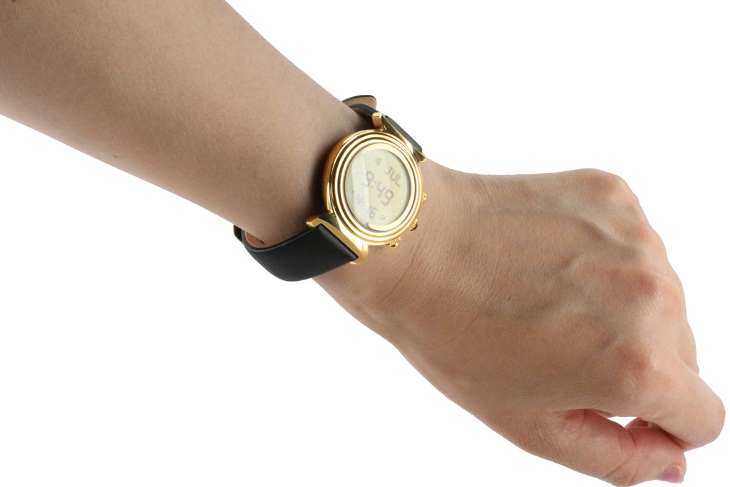 Alfajr WF-14L Round Gold Plated Stainless Steel Case With FSTN Display