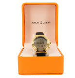 Alfajr WF-14L Round Gold Plated Stainless Steel Gold Plated Watch With Beautiful Orange Velvet Case