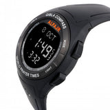 Alfajr WQ-18 Black Qibla Compass Azan Prayer Digital Watch With Round Dial 