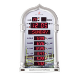 AL-FAJIA Automatic Worldwide Large Digital 8 Azan Sounds Wall and Desk Clock 4008-PRO (Silver)