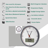 Alfajr Ana-Digital Large Round Automatic Azan Prayer Qibla Muslim Wall Clock With Multiple Features