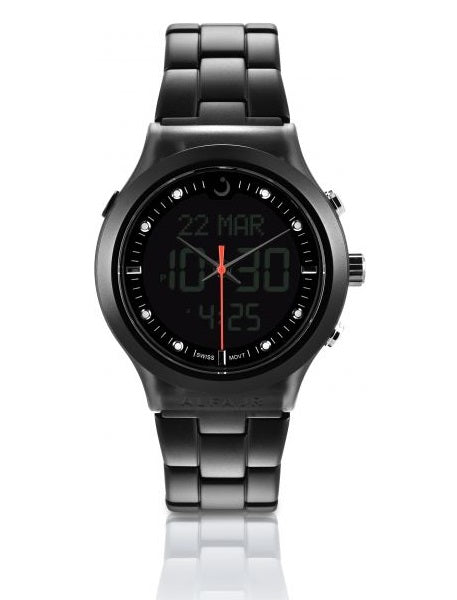 Alfajr WB-20 Analog-Digital Watch Black Steel Strap